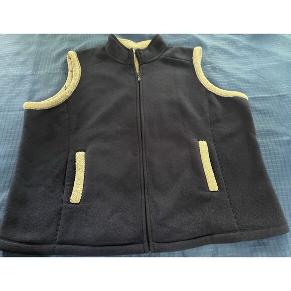 DENIM & CO navy blue fleece zip close vest  Women's Sz 2X - Picture 1 of 5